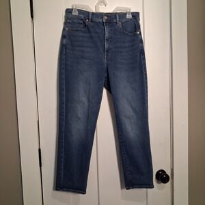 Express Mom Jean Super High Rise Medium Wash Denim Blue Jeans Size 10